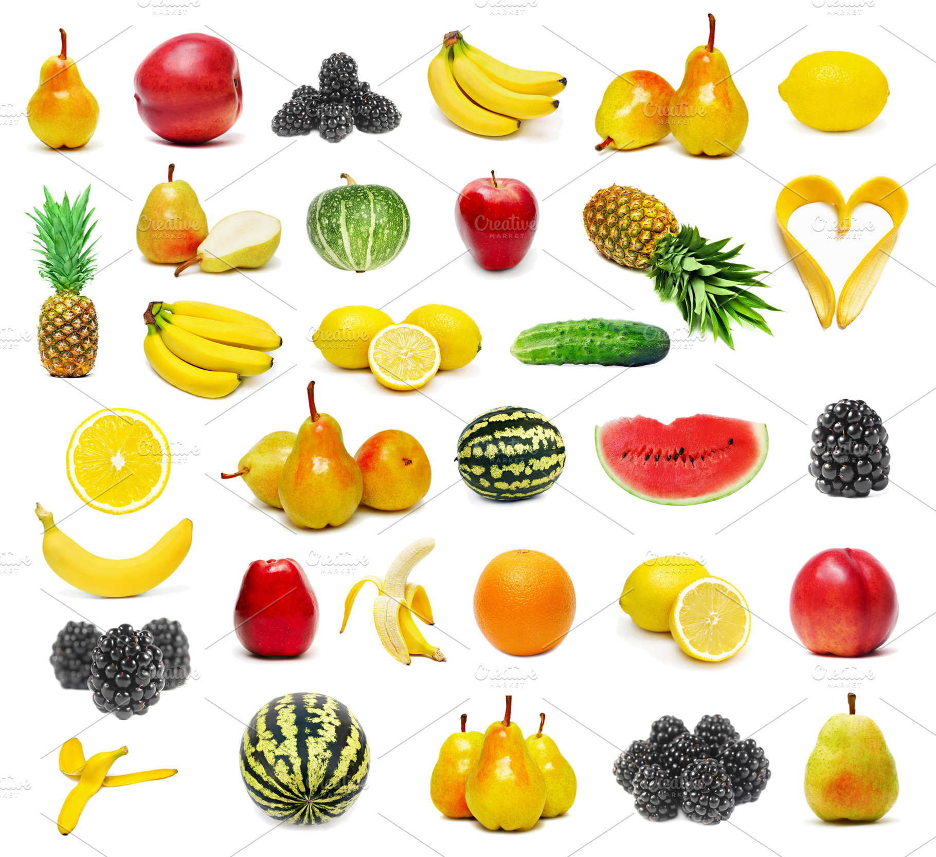 Fruits set isolated, a Photo by saiko3p