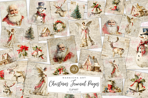 Vintage Christmas Journal Pages Png, an Illustration by Markicha Art