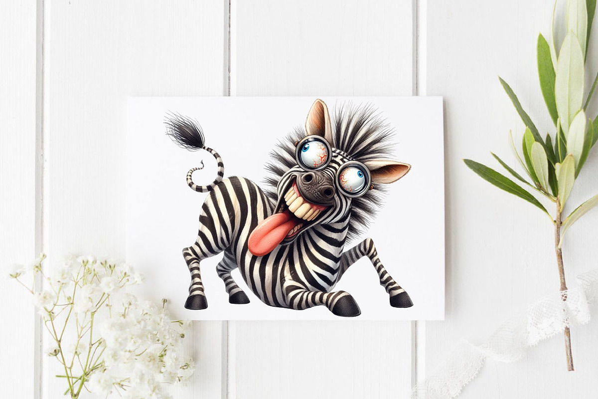 Watercolor Crazy Funny Zebra PNG, a Graphic by CitraGraphics (Photo 2 of 6)
