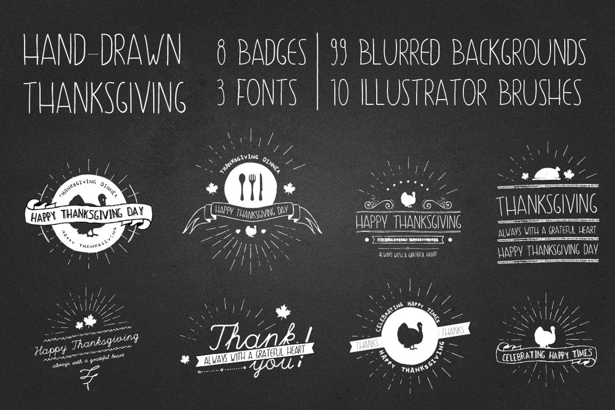 Thanksgiving Hand Drawn Logo Kit, a Branding & Logo Template by Elegrad Design Agency (Photo 1 of 2)