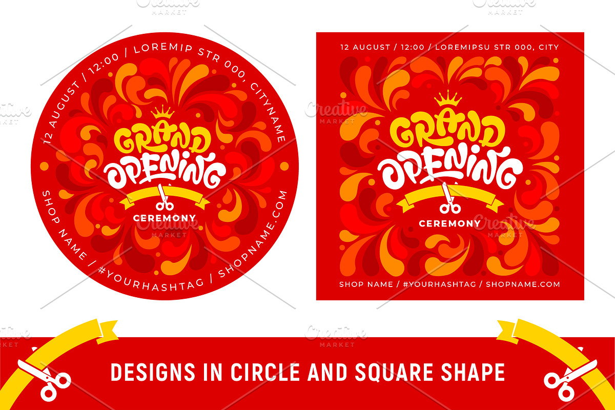 Grand Opening Lettering Set, a Decorative Illustration by Vector beauty (Photo 3 of 4)