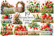 Watercolor Strawberry Fence Clipart, a Work Illustration by Dream Creation (Thumbnail 1 of 3)