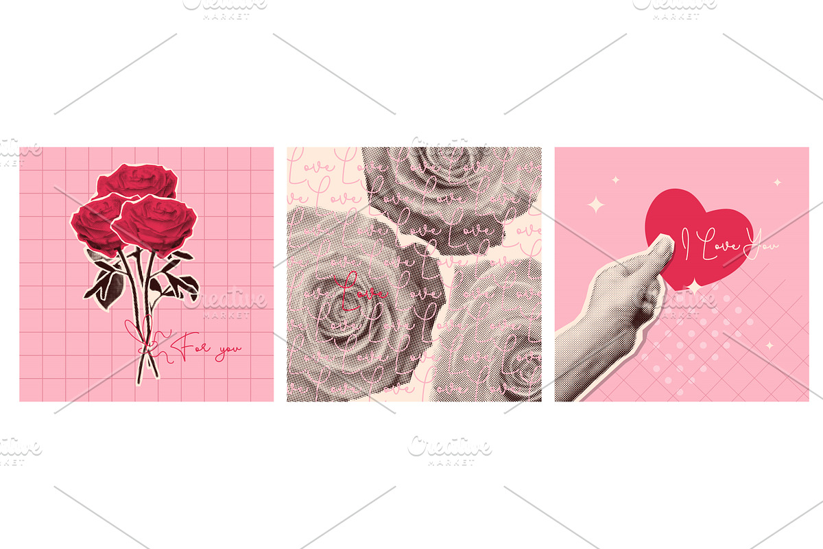 Halftone Valentine day collage in, an Illustration by art PVP - market