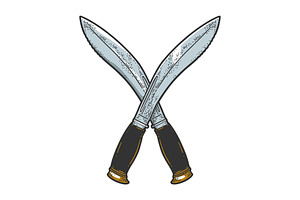 Crossed Machete Color Sketch Vector