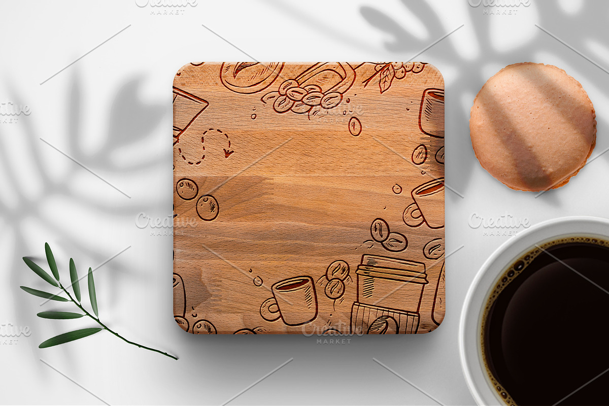 ENGRAVED WOODEN COASTERS MOCKUP, a Product Mockup by Moonlight Creative (Photo 2 of 6)