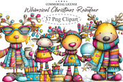 Whimsical Christmas Reindeer Clipart, an Illustration by designcity5 (Thumbnail 1 of 5)