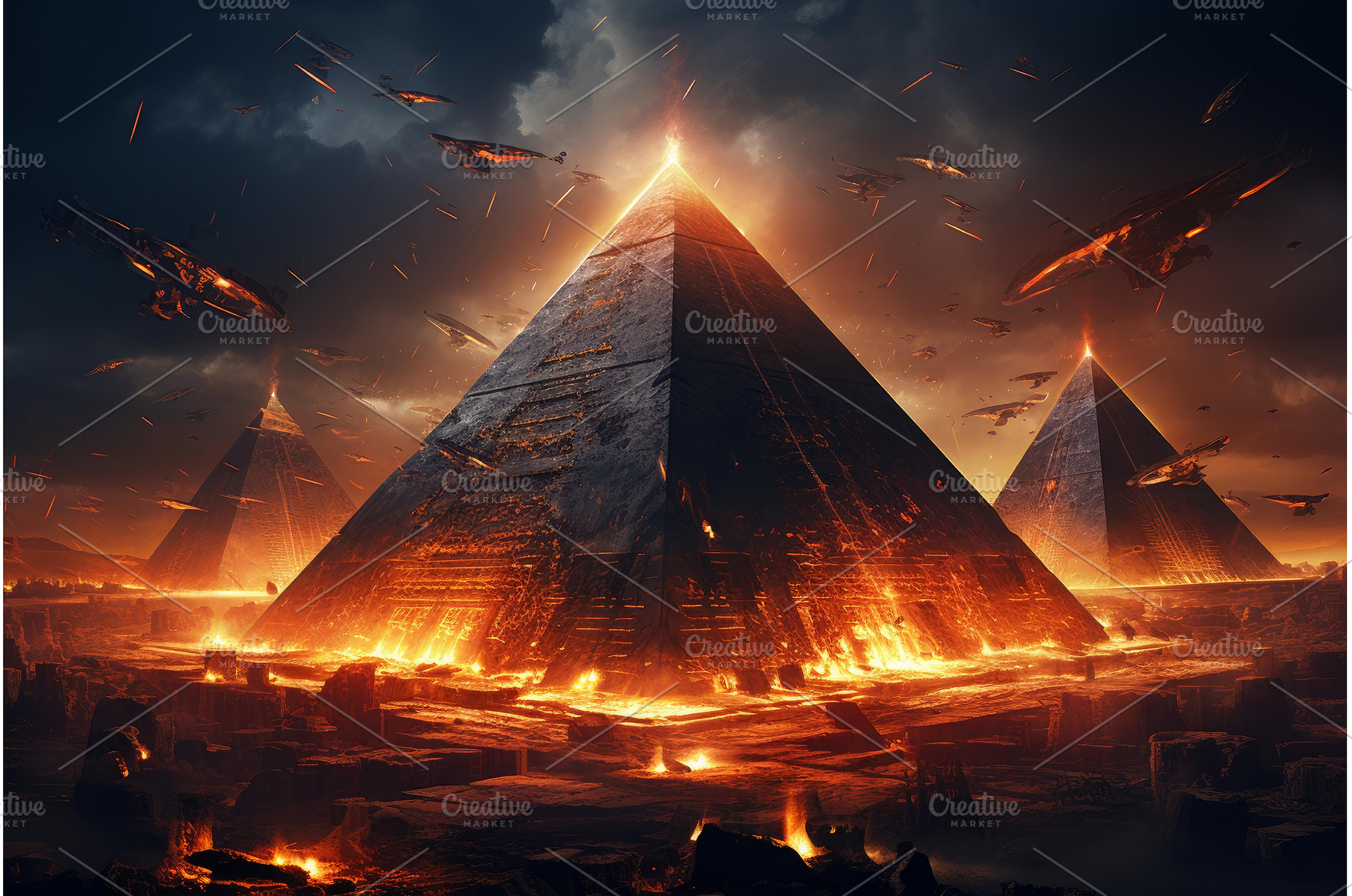 Luminous Cyber pyramid neon, a Technology Photo by Ylivdesign