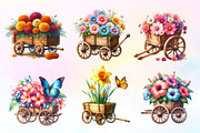 Floral Wooden Wagon Clipart PNG, a Work Illustration by Dream Creation (Thumbnail 3 of 5)