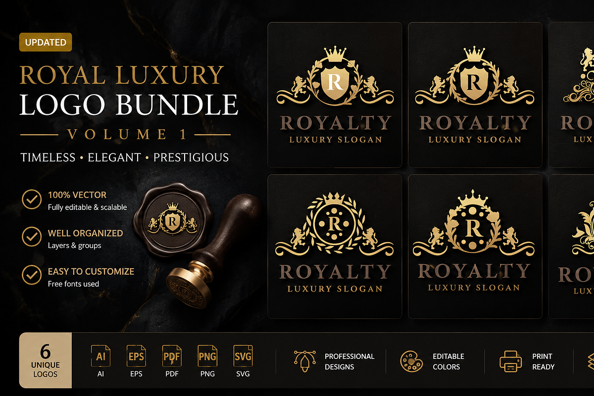 Royal Luxury Heraldic Logo Bundle, a Branding & Logo Template by Design_Planet (Photo 2 of 4)