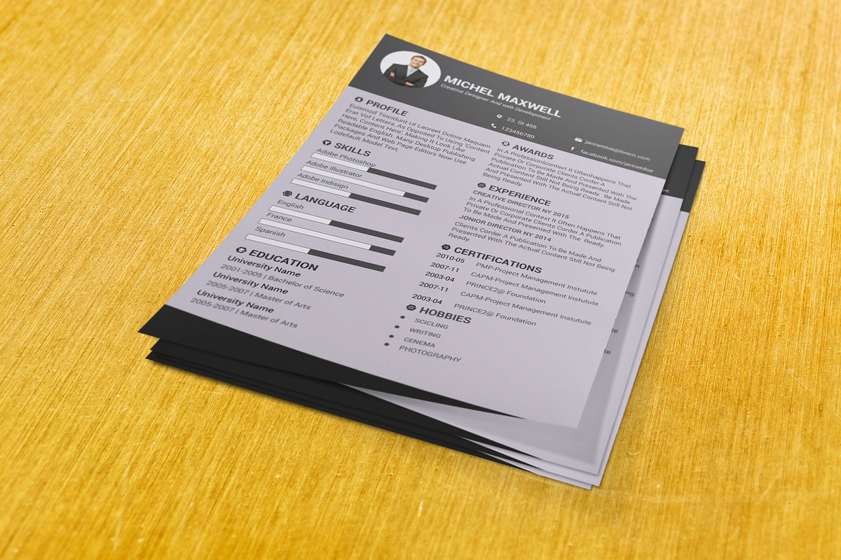 Clean Resume/CV design Template, a Resume Template by designvillage (Photo 10 of 13)