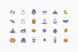 24 Halloween Illustrated Icons