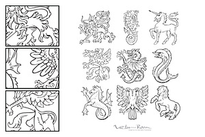 Set Of Heraldic Monsters