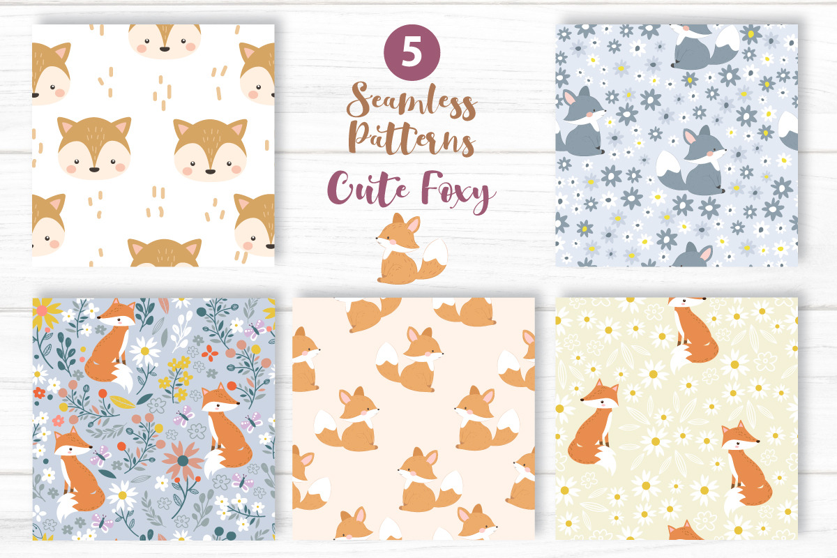 Cute Baby Fox Seamless Patterns Set, a Pattern Graphic by DrawStudio1988 (Photo 2 of 3)