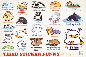 Cute Funny Sticker Animals, PNG