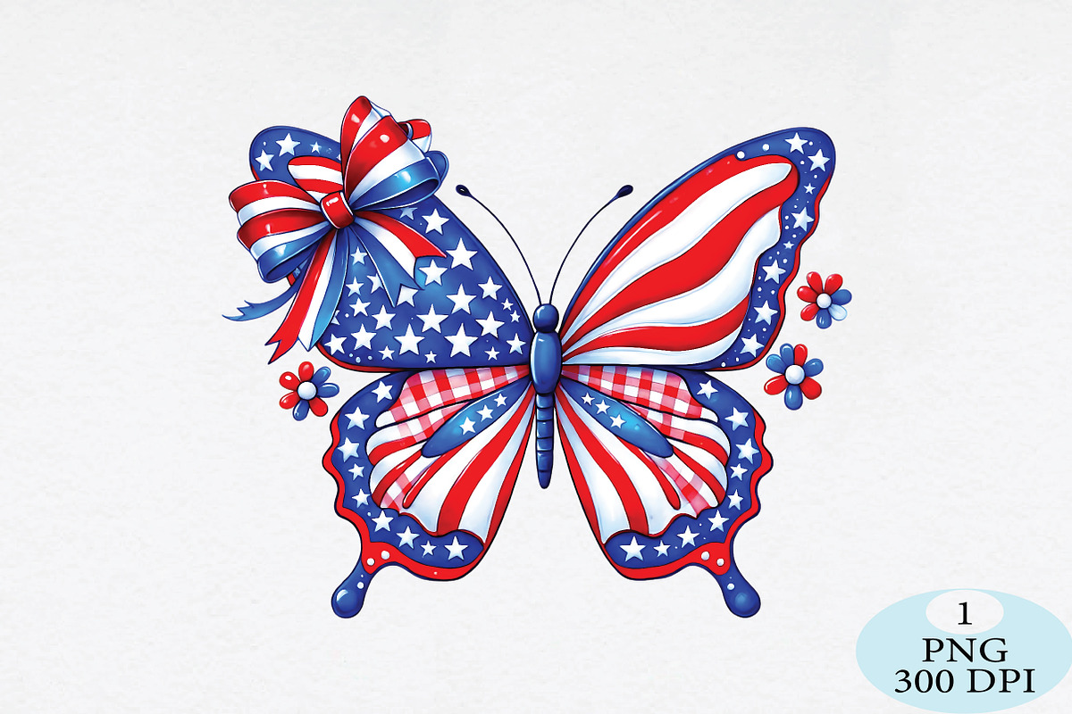 Patriotic Butterfly Png, a Seasonal Illustration by Daily.Designs (Photo 1 of 5)