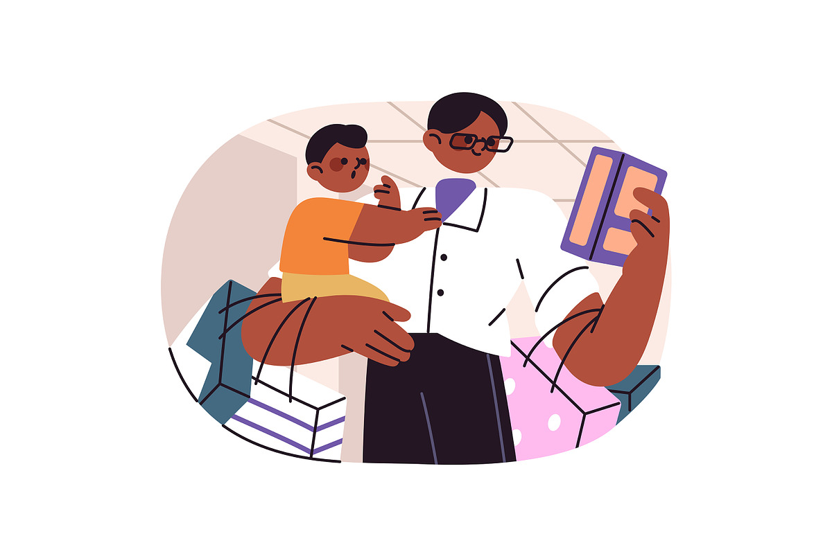 People shopping in store set, a Person Illustration by PaperTrident (Photo 7 of 15)