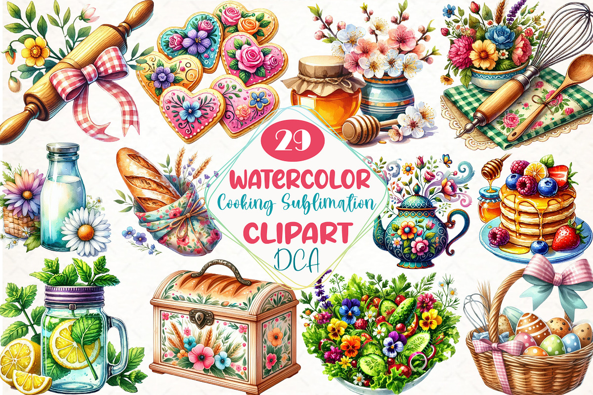 Spring Cooking Sublimation Clipart, an Illustration by DreamCafeArt (Photo 1 of 6)