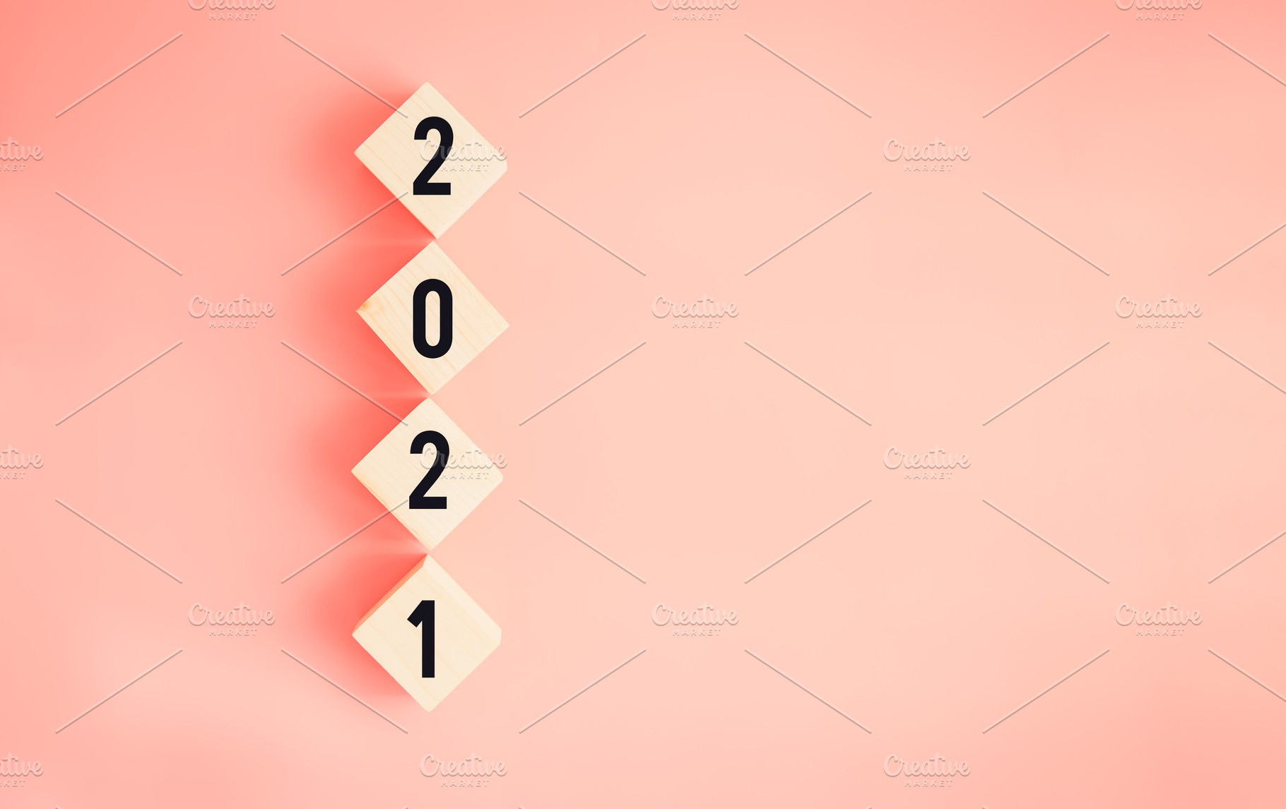 New year and goals for success concept, Text 2021 on wooden blocks on pink back, a Business Photo by sitthiphong