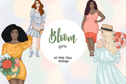 Spring Girl Clipart | Bloom Cliparts, an Illustration by GlamArtZhanna