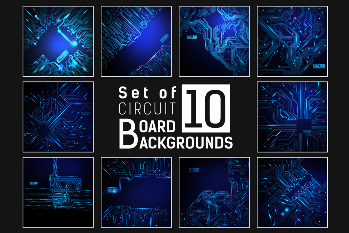 -50% Circuit boards backgrounds set, a Background Graphic by frost_newt (Photo 1 of 11)