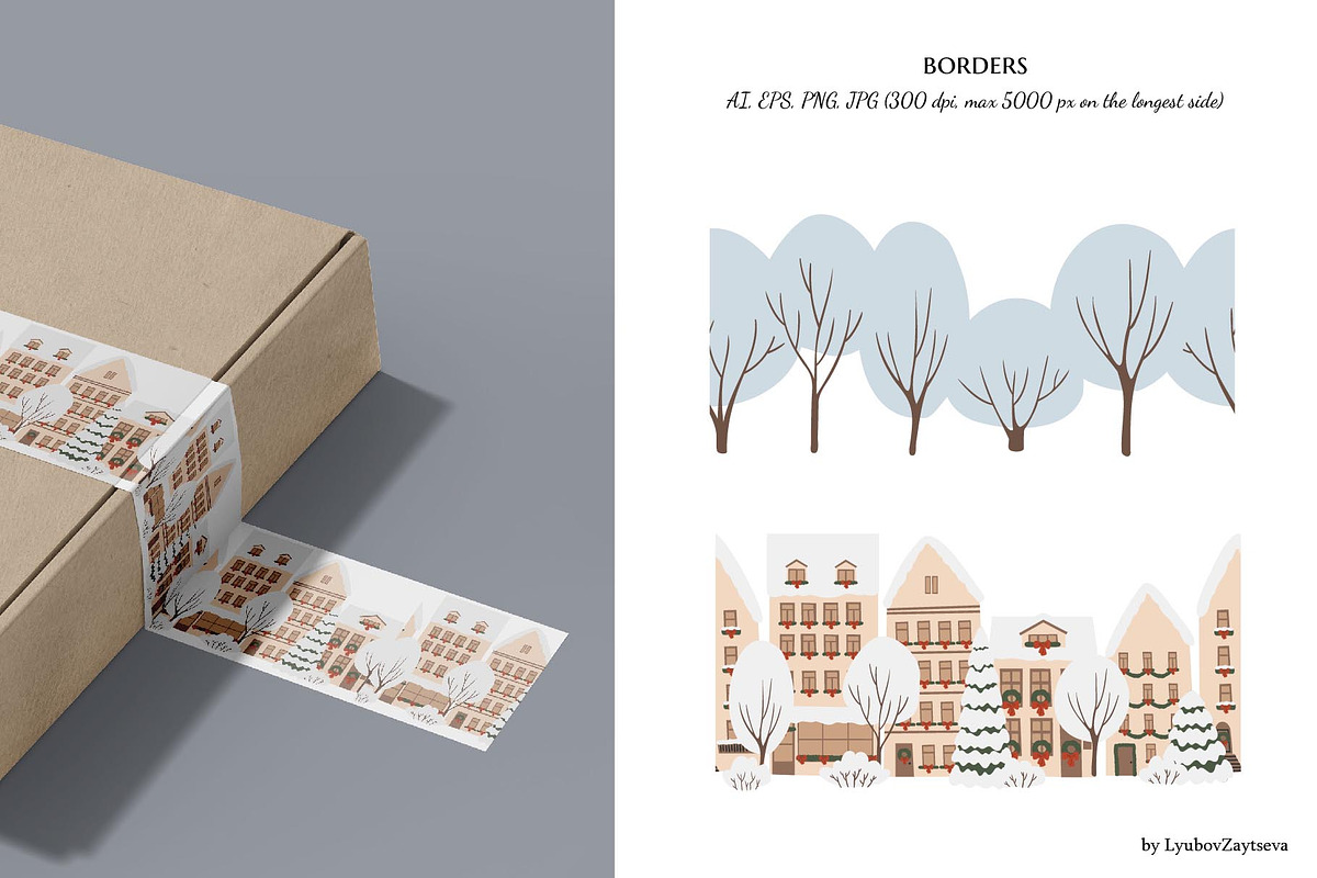 Christmas winter city clipart, a Person Illustration by LyubovZaytseva (Photo 19 of 23)