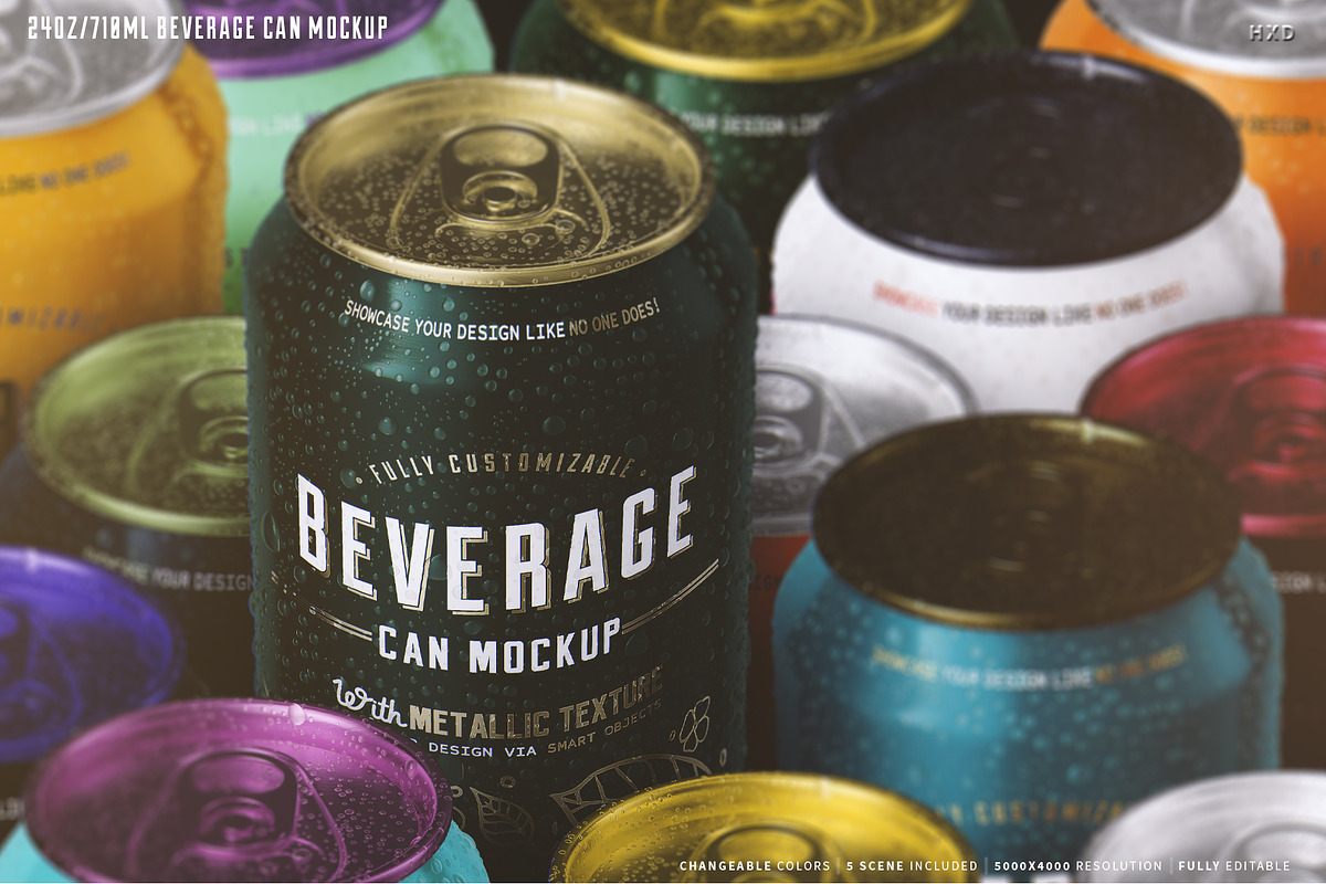 24oz-710ml Can Mockup, an Advertising Mockup by HexenDesigns (Photo 1 of 11)