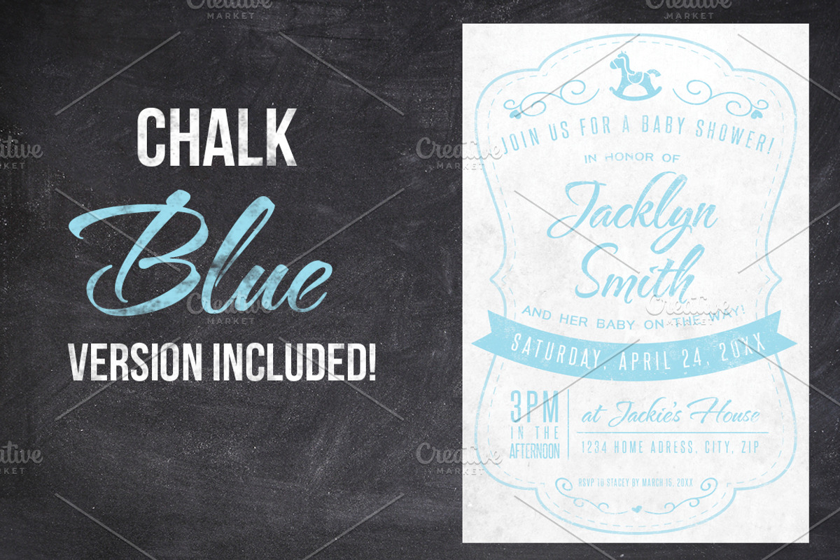 Chalk Baby Shower Invite, an Invitation Template by SkyvaraSupply (Photo 3 of 3)