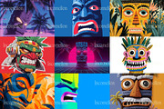 120 Tropical Tiki Mask Illustrations, a Decorative Illustration by Incomelion (Thumbnail 9 of 20)