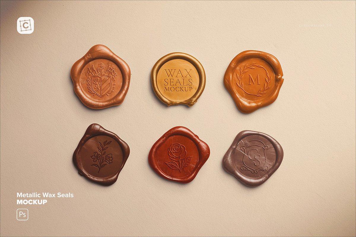 Metallic Wax Seals Mockup, a Product Mockup by Custom Scene (Photo 1 of 12)