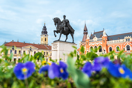 King Ferdinand I statue in Oradea, R