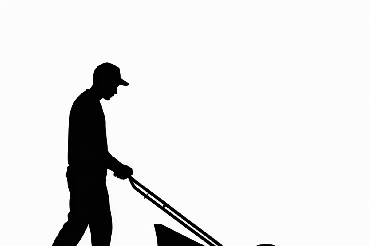 silhouette of a man mowing the lawn, an Illustration by Amazin_art (Photo 11 of 21)