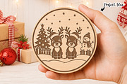 Christmas Reindeer Round Wood Sign, an Object Graphic by OK Design (Thumbnail 1 of 3)