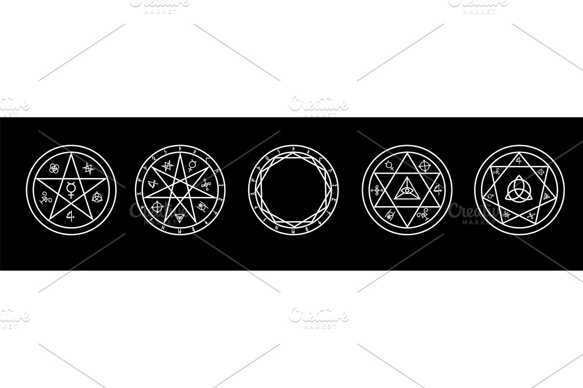 Sacred geometric shapes with, an Illustration by skripnikbb