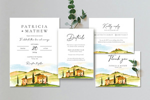 Tuscany Wedding Invite Set, an Invitation Template by Artberriez