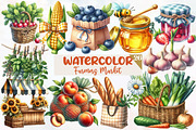 Watercolor Farmers Market Clipart, an Illustration by Designworld (Thumbnail 1 of 6)
