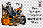 Halloween Skeleton Biker PNG Bundle, an Illustration by Clipart Bloom (Thumbnail 10 of 11)