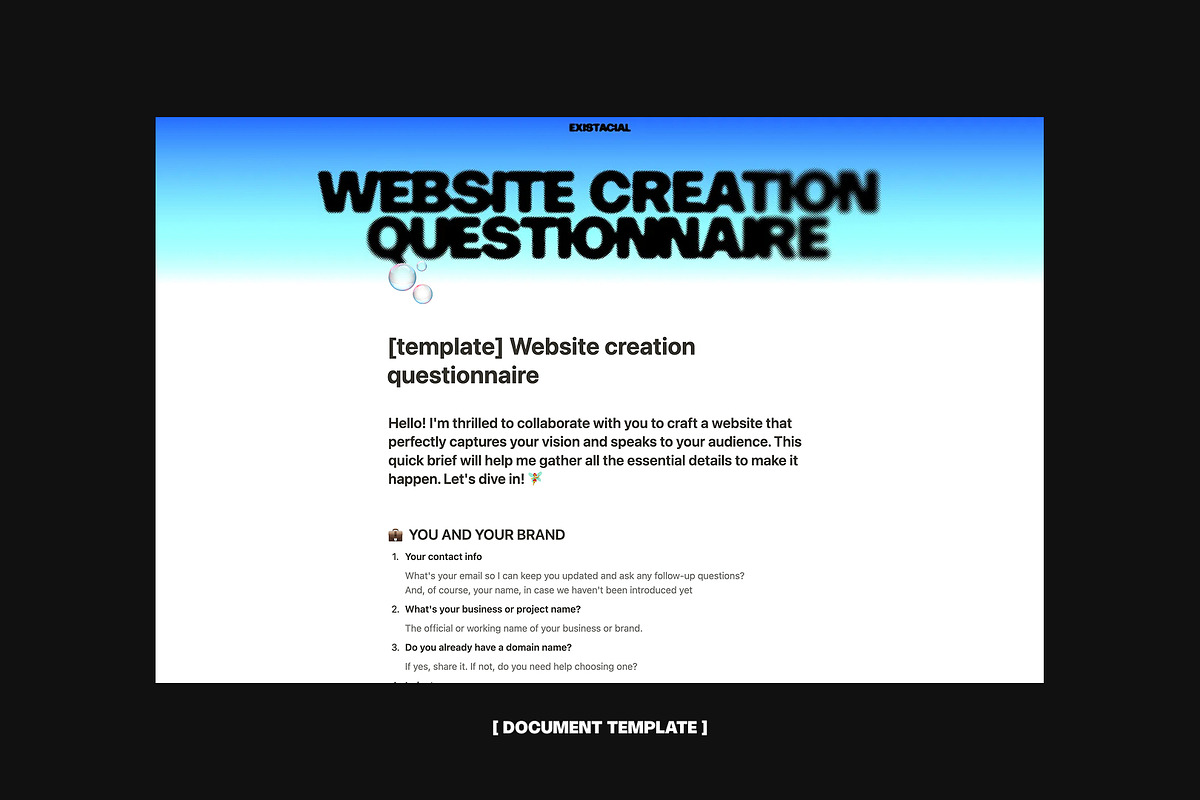 Website creation brief template, an UI Kit Template by existacial (Photo 2 of 2)