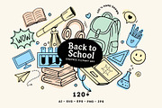 Back to School Line Art Clipart, an Education Illustration by VerAna (Thumbnail 1 of 13)