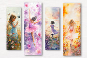 Floral Little Girl Bookmarks, an Illustration by Watercolor design (Thumbnail 3 of 4)