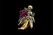 Skull with Roses and Bananas, an Object Illustration by nomlimo.com (Thumbnail 1 of 3)