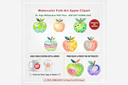 Watercolor Folk Art Apple Clipart, a Seasonal Illustration by Tanya Kart (Thumbnail 9 of 10)