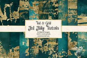 Teal And Gold Foil Flake Textures