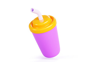 3d Render Icon Of Plastic Cup With