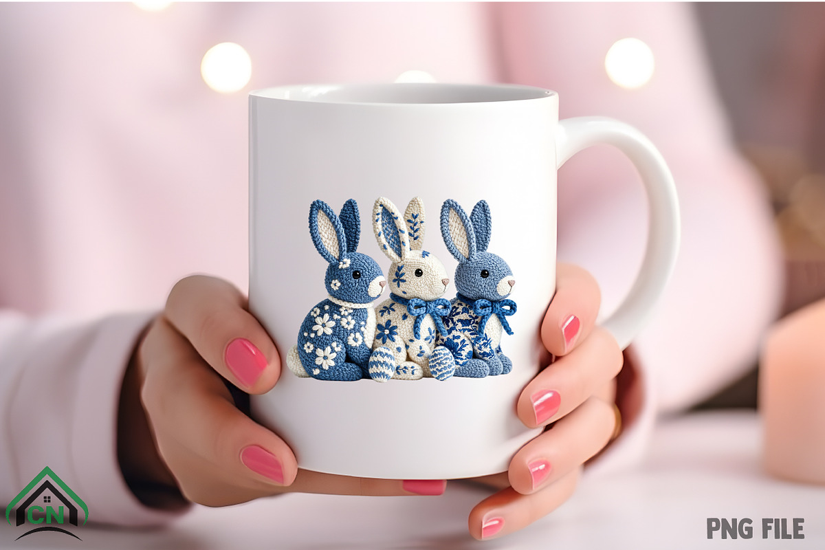 Crochet Blue Bunny Easter PNG, an Illustration by Craft Nest (Photo 4 of 4)