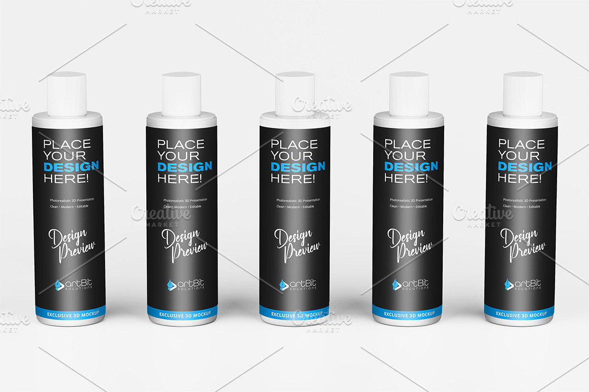Plastic Shampoo Bottle Mockup, a Packaging Mockup by artBit Design Studio (Photo 13 of 19)