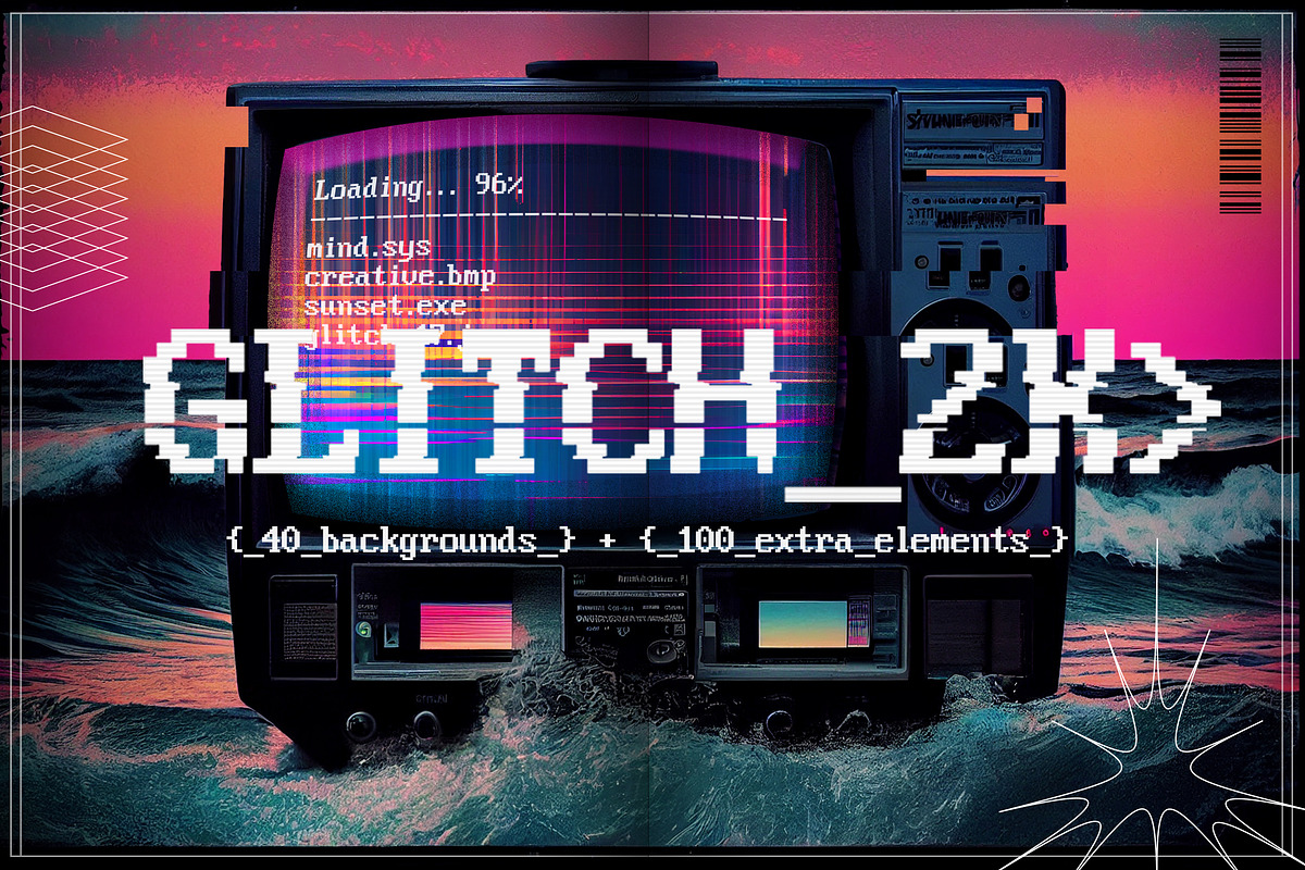 GLITCH_2K Glitch Backgrounds, Extras, a Background Graphic by Ckybe's Corner (Photo 1 of 8)
