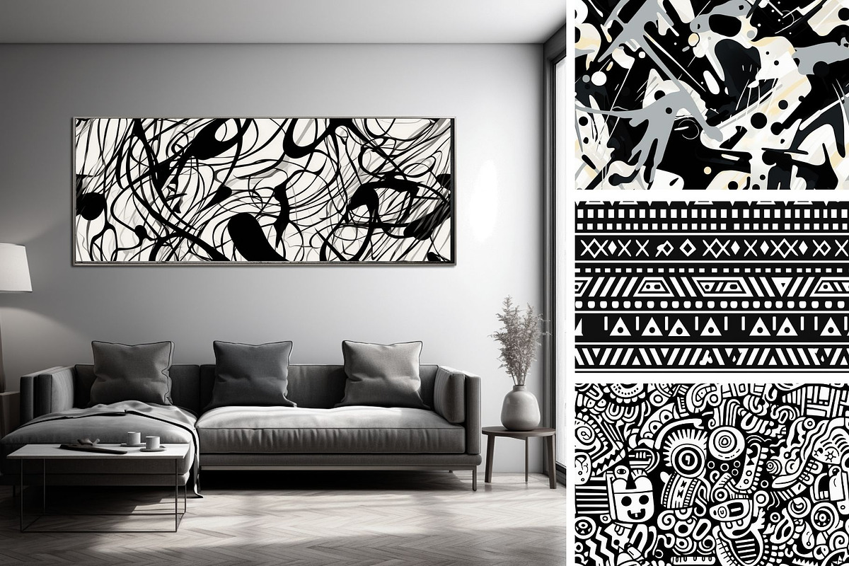 48 seamless black mix modern pattern, a Pattern Graphic by ARTOZEN DIGITAL (Photo 7 of 15)