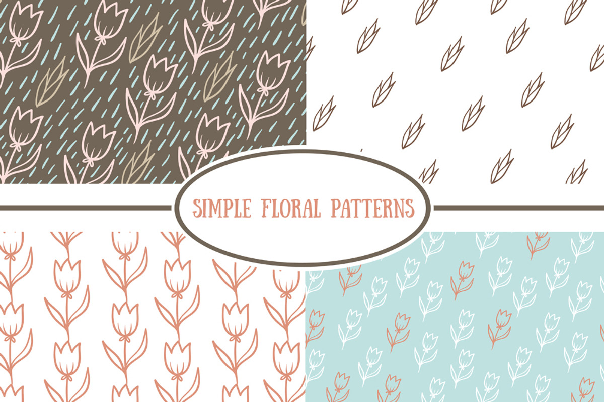 Set of simple floral patterns