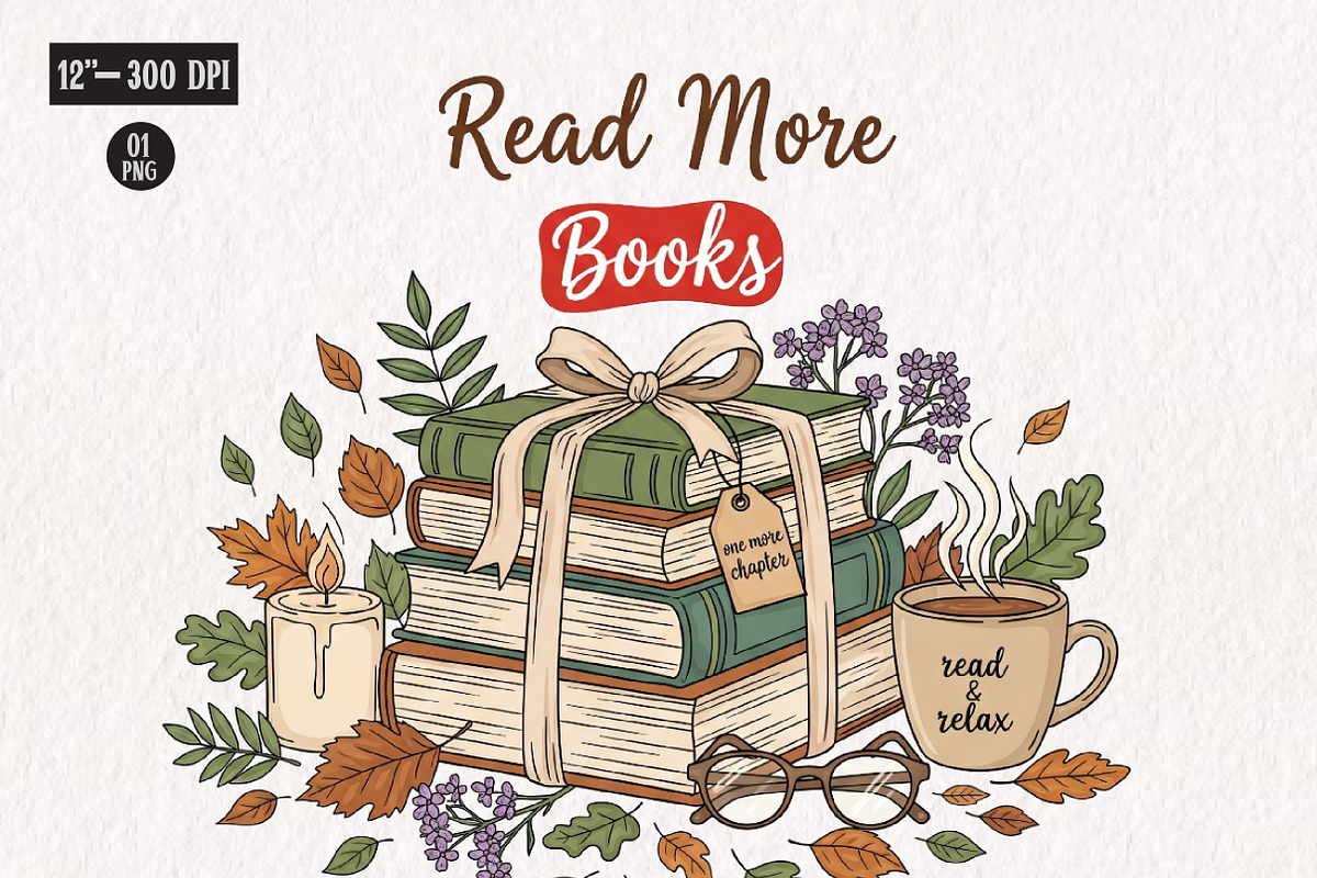 Reading Books Sublimation Bundle PNG, an Illustration by CreationArt (Photo 7 of 16)