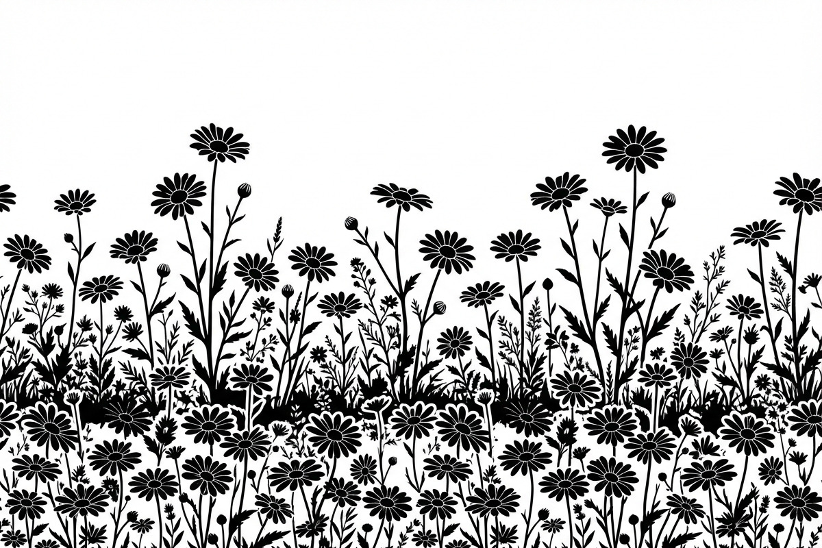 60 Daisy Flower Field Silhouette, a Seasonal Illustration by Amazin_art (Photo 5 of 28)